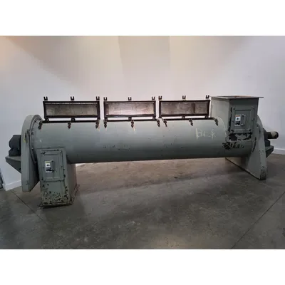 Used 24" Dia. X 10'L Mild Steel Continuous Process Paddle Mixer Pug Mill