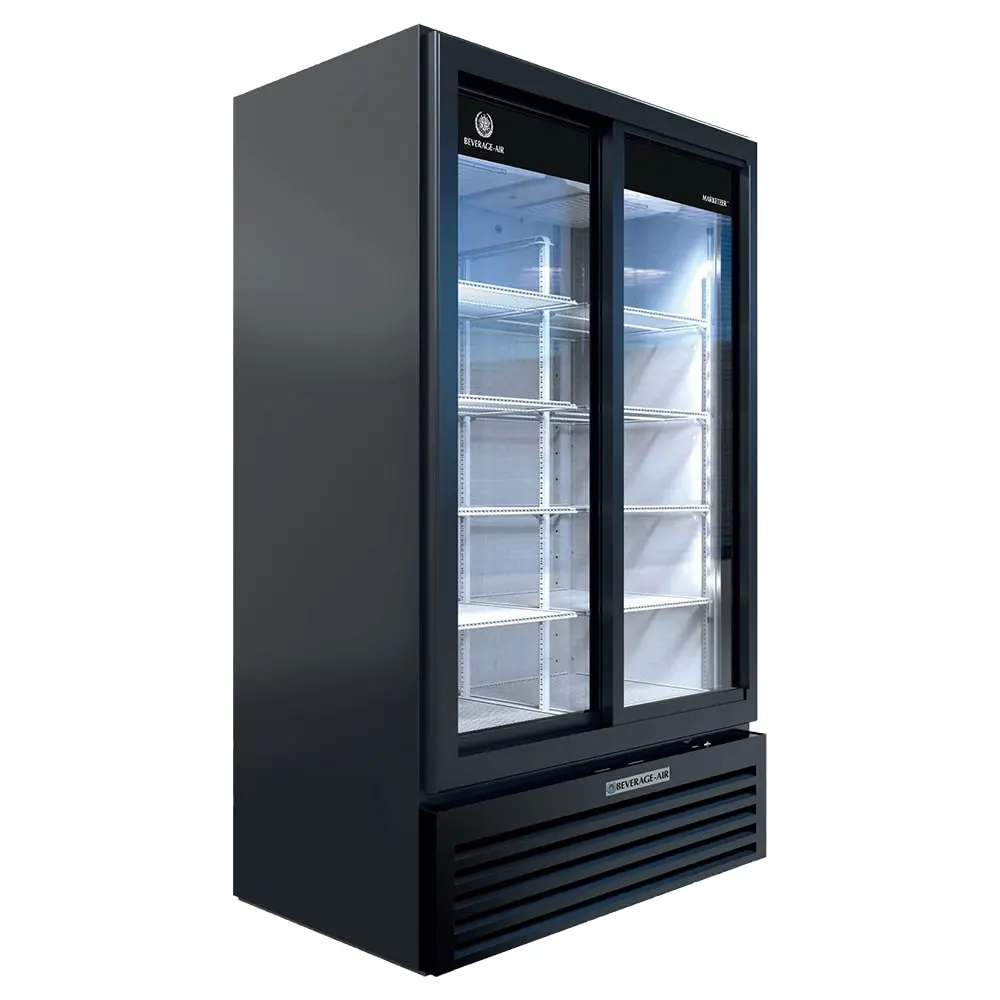 Beverage-Air MT49-1-SDB 47 1/8" Marketmax™ Two Section Glass Door Merchandiser - (2) Sliding Doors, Black, 115v