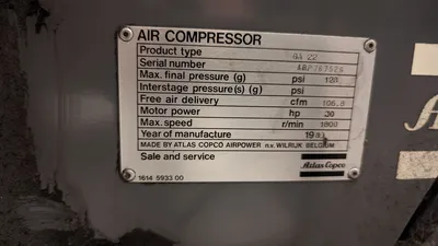 1989 ATLAS COPCO GA22 ROTARY SCREW AIR COMPRESSORS | Platinum Group (4)