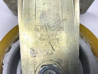 USED BLICKLE HEAVY DUTY WELDED STEEL FIXED CASTER 125MM WHEEL DIA. X 50MM WIDE