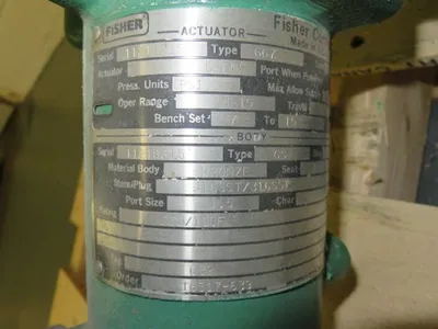 Fisher control valve type GS, size 1 1/2", material Bronze/316ss