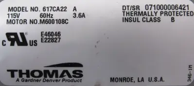 USED THOMAS 617CA22 VACUUM PUMP