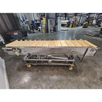 Used 23"W X 9'-6"L Stainless Steel Sanitary Cleated incline Belt Conveyor
