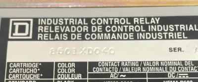 NEW SQUARE D 8501XDO40 V53 CONTROL RELAY SER. A 8501XDO40V53