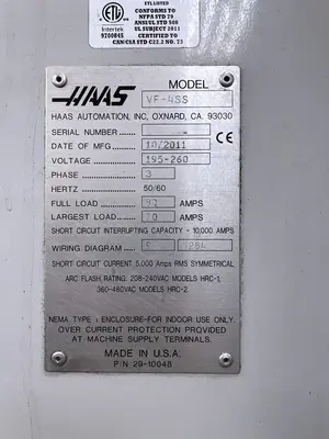 Used 2011 HAAS VF-4SS Vertical Machining Centers Illinois US | Machinery Marketing International #1176236