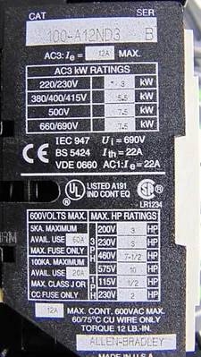 Allen Bradley 1397-MB014 Motor Blower Starter 1379-5.20 10HP Used