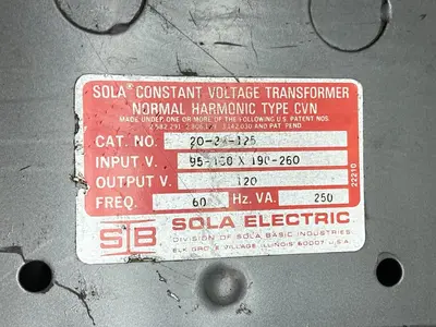 Used SOLA 20-22-125 Miscellaneous Equipment (Electrical & Power) Ohio US | Surplus Asset Holdings #1364220