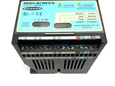 USED BANNER ENGINEERING MINI-SCREEN DIN CONTROL MODULE, BLANKING 2-BEAM FLOATING, 44469
