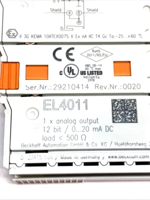 USED BECKHOFF ETHERCAT ANALOG OUTPUT TERMINAL 1-CHANNEL 0-20MA 12BIT