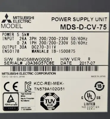 Mitsubishi Electric Corp MDS-D-CV-75 Power Supply Unit 5.5 kW (BIN1.5.2)