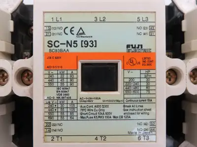 Fuji Electric SC-N5 (93) SC-N5 Motor Starter Contactor 3Ph 600V 93A Lot of 3