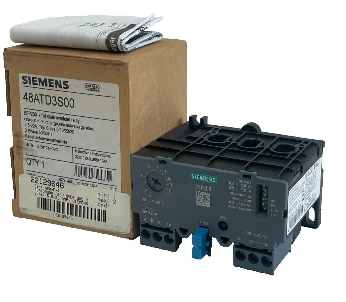 NEW SIEMENS 48ATD3S00 OVERLOAD RELAY