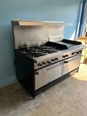75-0273 Garland Gas 6 Burner Range w/ 24'' Thermostatic Griddle & 2 Ovens