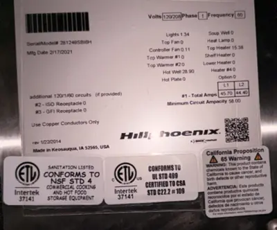 USED Hill Phoenix SBI6H