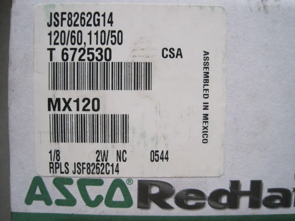 NEW ASCO JSF8262G14 VALVE 8262G14