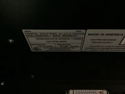 152-0594 Federal RSSM478SC Self Contained Display Case Cooler