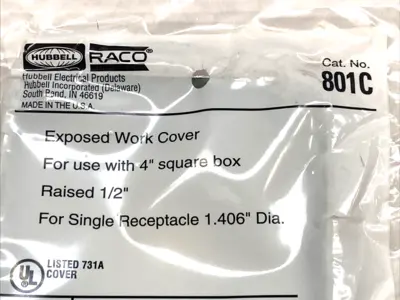 New | in-Stock RACO Square Exposed Work Cover 4" Raised 1/2" LOT OF 5 Electrical Boxes Michigan US | Maverick Industrial Sales #1401165