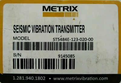 NEW METRIX ST5484E-123-020-00 SEISMIC VIBRATION TRANSMITTER ST5484E12302000