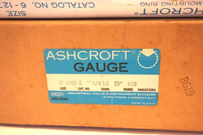 NEW ASHCROFT 60-1188-S-1/4LC-20-H20 GAUGE 601188S14LC20H20