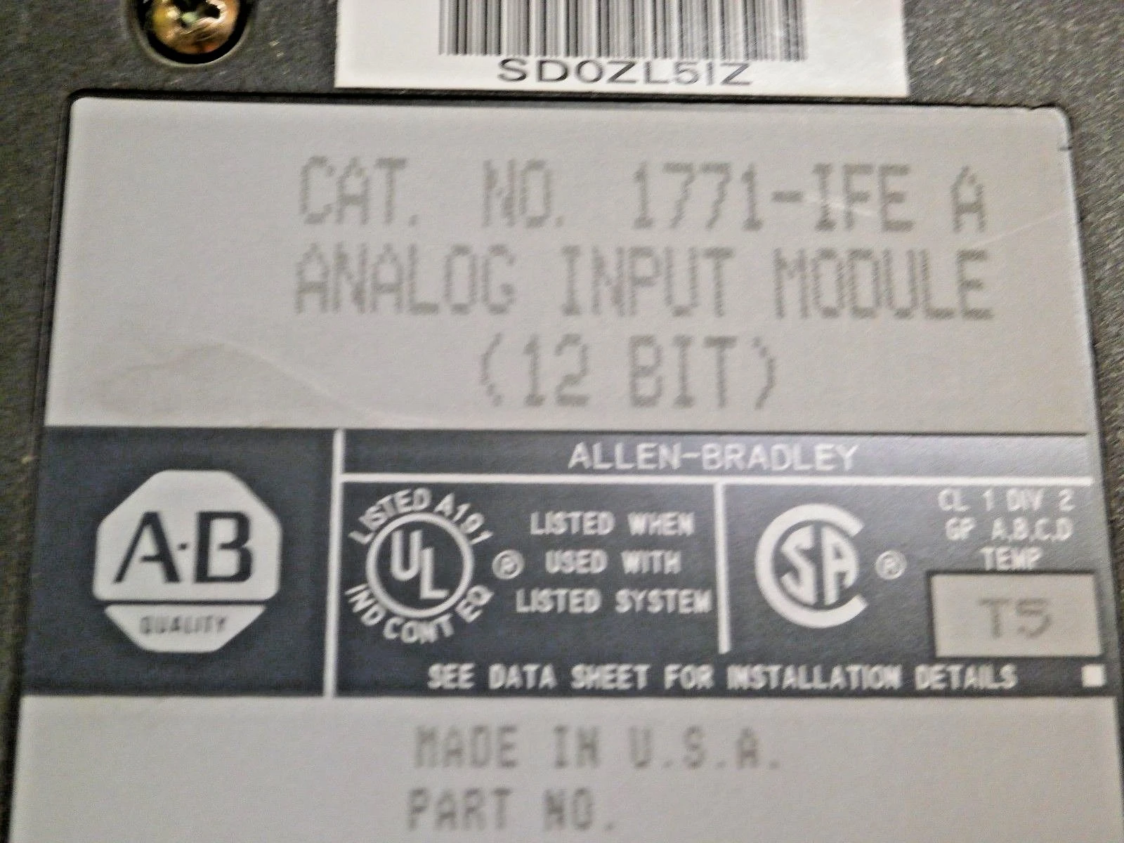 USED ALLEN BRADLEY Allen Bradley 1771-IFE  A FIRM L +1771-WG