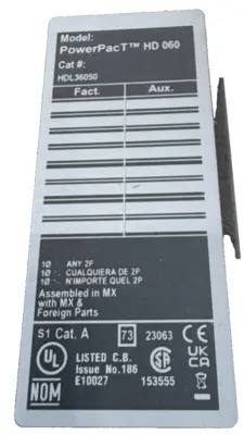 NEW SQUARE D HDL36050 CIRCUIT BREAKER 3P 50A HDL36050AA