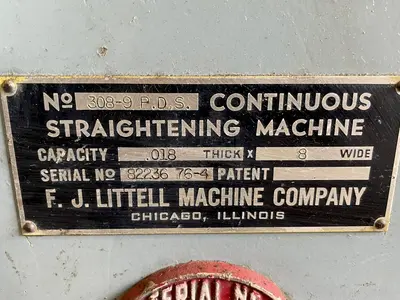 USED LITTELL 308-9PDSCAPACITY ............. 8" X .018"