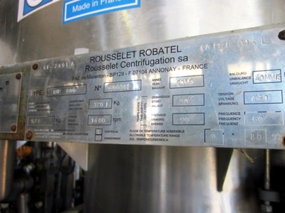 (6) Robatel BXP 800 centrifugal extractors, 316L SS.