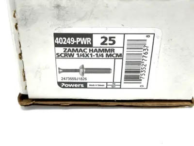 40249-PWR | Powers  Zamac Hammer Screw 1/4" X 1-1/4" MCM BOX OF 17 - New Other