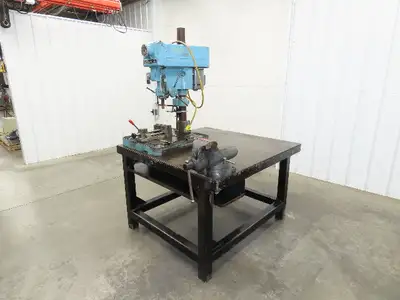 Clausing 20" Variable Speed Drill Press Weld Table 48x48" Wilton Bullet Vise
