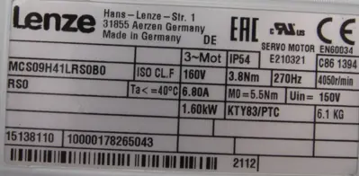 NEW LENZE GST05-2S-VBR-09HC41 SERVO GEAR MOTOR MCS09H41LRS0B0-RS0