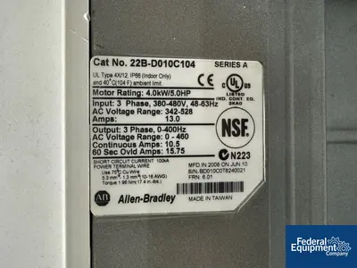 USED Allen-Bradley Motor Allen-Bradley 5 HP VFD Control Cabinet