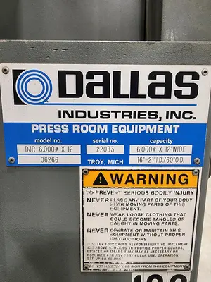 Used DALLAS DJR-6,000X12 Uncoilers Michigan US | Midwest Press and Automation #1302697