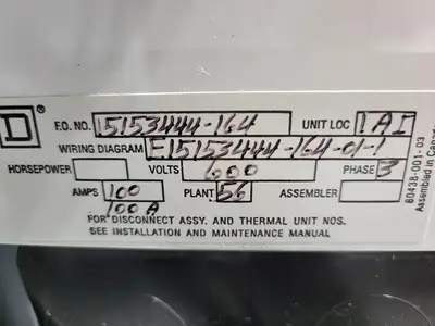 USED SQUARE D MODEL 6