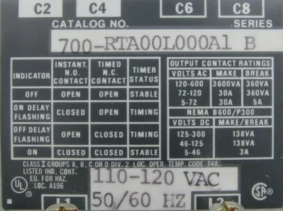NEW ALLEN BRADLEY 700-RTA00L000A1 TIMING RELAY SER.B 700RTA00L000A1