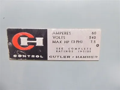 Cutler Hammer 4143H442 Type D Fusible Safety Switch 60 Amps 240VAC Used