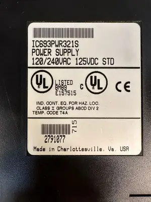 Ge Fanuc IC693PWR321S PLC Power Supply 90-30 120-24VDC 125Vdc Std (5.4.3)