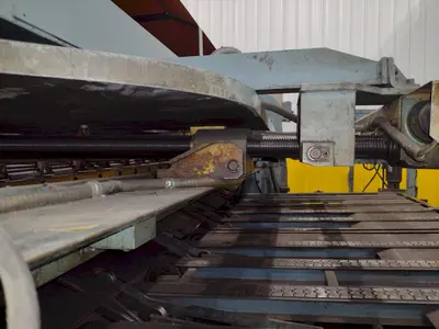 13' x 1/4" AMADA MODEL #M-4065 MECHANICAL POWER SQUARING SHEAR, FRONT GUAGING, CONVEYOR & STACKER: STOCK #19272
