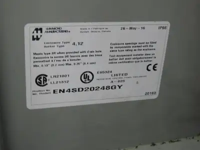 Hammond EN4SD20248GY Electrical Enclosure Box 20x24x8" Wall Mount Back Panel