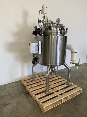USED 2014 ALLEGHENY BRADFORD 171 LITER STAINLESS STEEL JACKETED REACTOR 45 PSI W/ AGITATOR