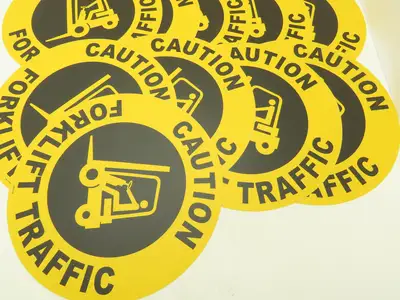 Stranco Adhesive Anit-Slip Floor Sign Caution Forklift Traffic 17" Lot Of 10