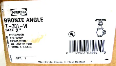 NEW NIBCO T-301-W TRIM AND ANGLE VALVE BRONZE SIZE 2 T301W