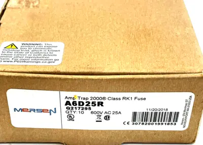 NEW MERSEN A6D25R FUSE 600V 25A LOT OF 10