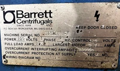 Barrett Centech 1000 system with 125 Clarifuge, SS.