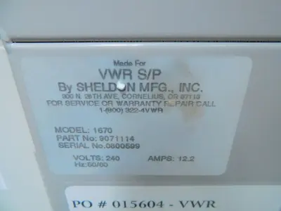 Used VWR 1670 Ovens Texas US | Aucto #1455796