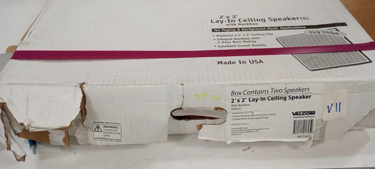 New | in-Stock Valcom VECTLA-2 Lay-In 2′ x 2′ Ceiling Speaker with Backbox Commercial Audio/Visual Equipment Arizona US | ASSET CONVERSION SPECIALISTS, INC. #324919