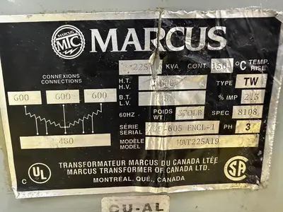 Used MARCUS MAT225A19 Transformers Michigan US | Ideal Machinery #1261467
