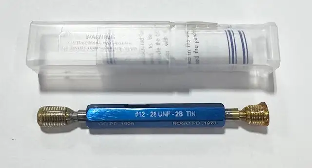 Van Keuren 12-28 UNF 2B Tin Coated Go/Not Go Thread Plug Gage Double End