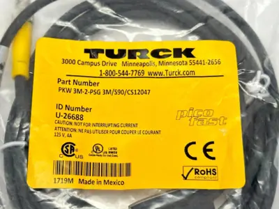 PKW 3M-2-PSG 3M/S90/CS12047 | Turck  Picofast Cordset 2m U-26688 - New
