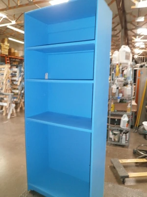 4 shelf- 3- non-movable shelves   Custom Blue Design Storage Unit, 34"x16"x 80"