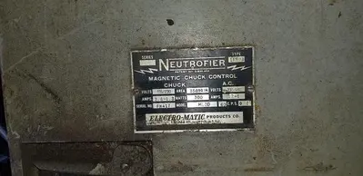 14'' x 24'' Magnetic Chuck w/Neutrofier Chuck Control, 350 Sq. In. Suface Area